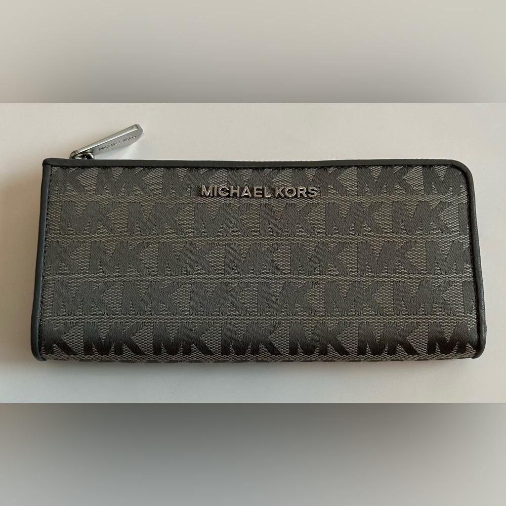 Michael Kors Monogram Zip-Around Wallet in Gray - Picture 2 of 4